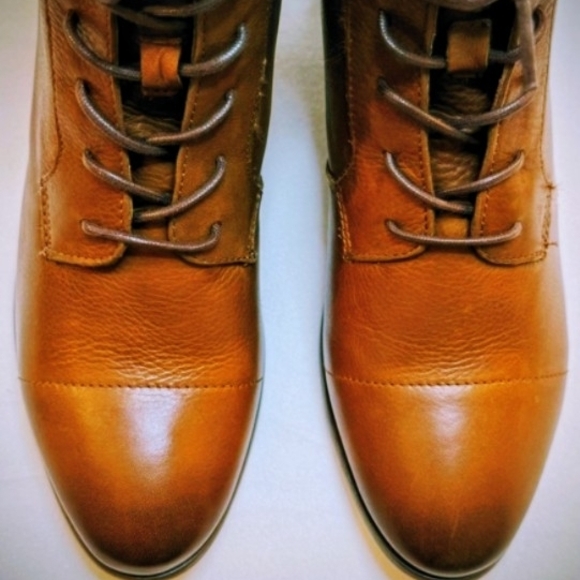 Frye Courtney Lace Up Boots In Cognac Brown - Picture 9 of 16